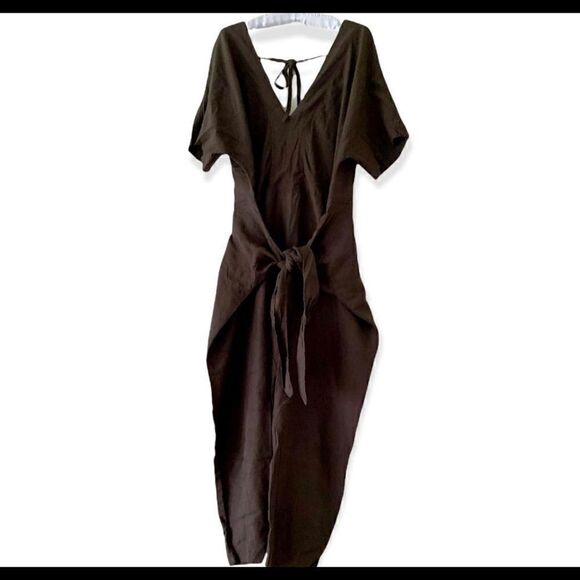 Free People Sherbet Linen Blend Front Tie Jumpsuit Romper Size M - Picture 1 of 10